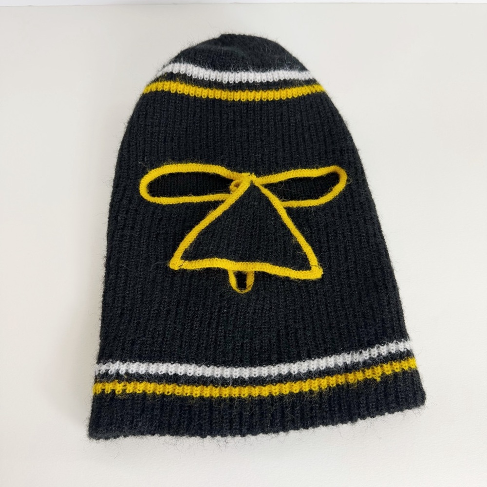 Vintage Robber ski winter protest Black and Yellow unisex Knit Hat